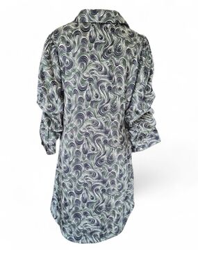 Cinq a Sept Swirl Print Janine Button-Up Dress in Emerald
